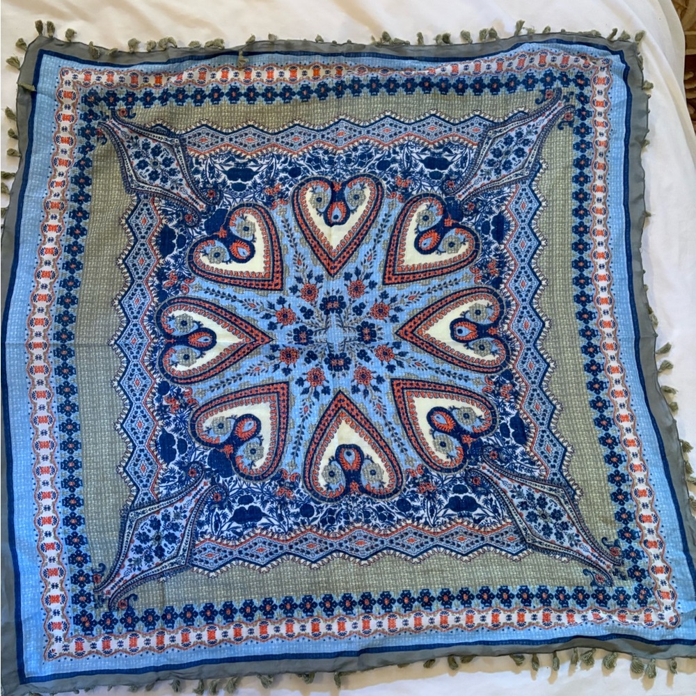 Colorful Heart and Floral Patterned Scarf